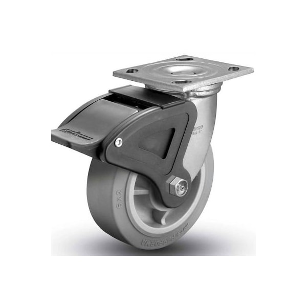 4 Series Swivel Plate Caster Rubber Total Lock Brake 6" Dia. 600 Lb.